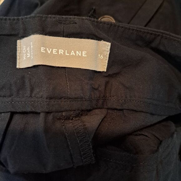 Everlane The Poplin Pleated Taper Pant in Black Women's Size 16 NWT Waist Tie - Picture 6 of 7